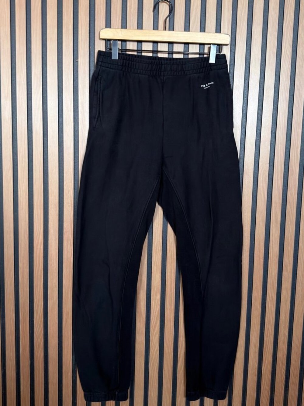 Rag & Bone Pants Small Mens Black Fleece Joggers Pull On Fleece Sweatpants